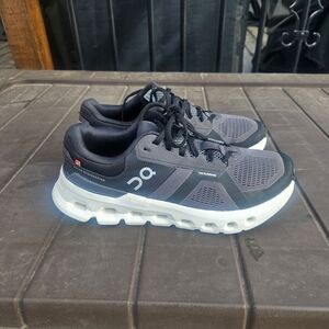 On Cloud Women's Cloudrunner 2 Shoes in Black and Gray with White Sole